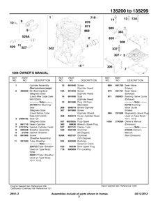 Cylinder Group-Parts Diagram and Parts List for 135207-0325-XX  Briggs and Stratton Engine